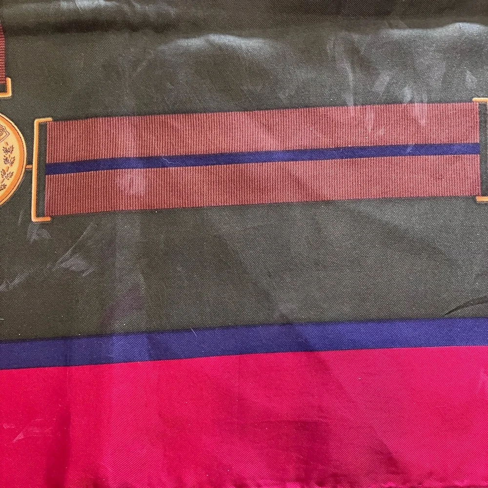 Burberry Silk Scarf in Burgundy, Olive & Navy - Picture 3 of 3